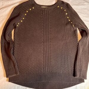 Michael Kors Studded Cotton Sweater, Chocolate Brown